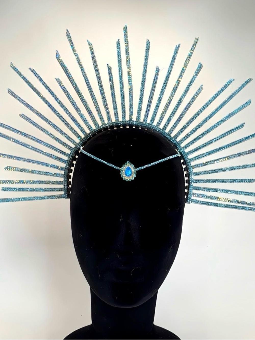 Turquoise Sparkle Sunburst Halo Headpiece with matching pasties